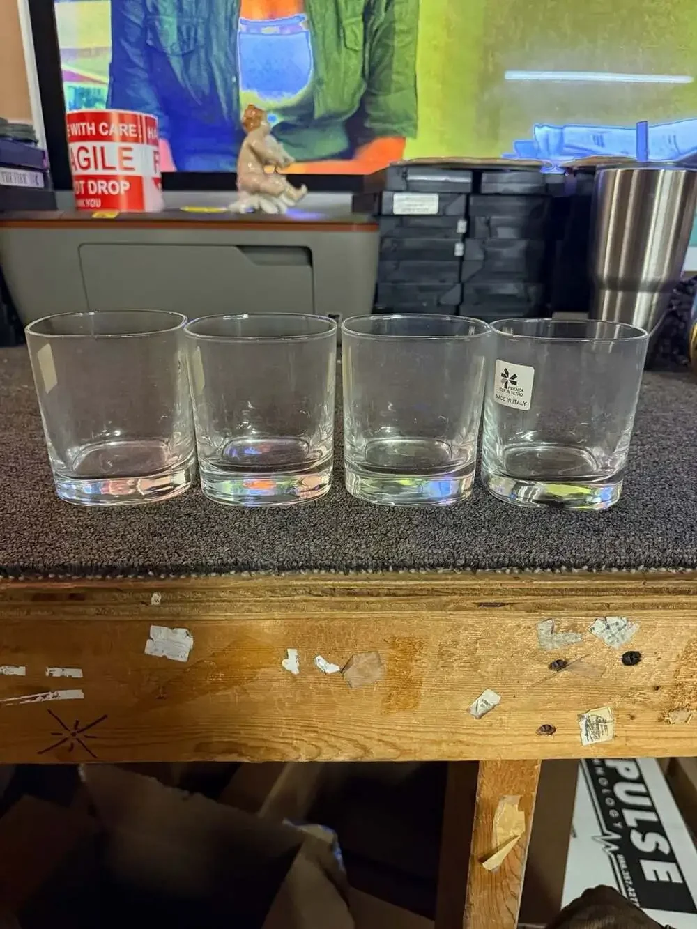 Set of 4 Fidenza Idee in Vetro Made in Italy Whiskey Glasses